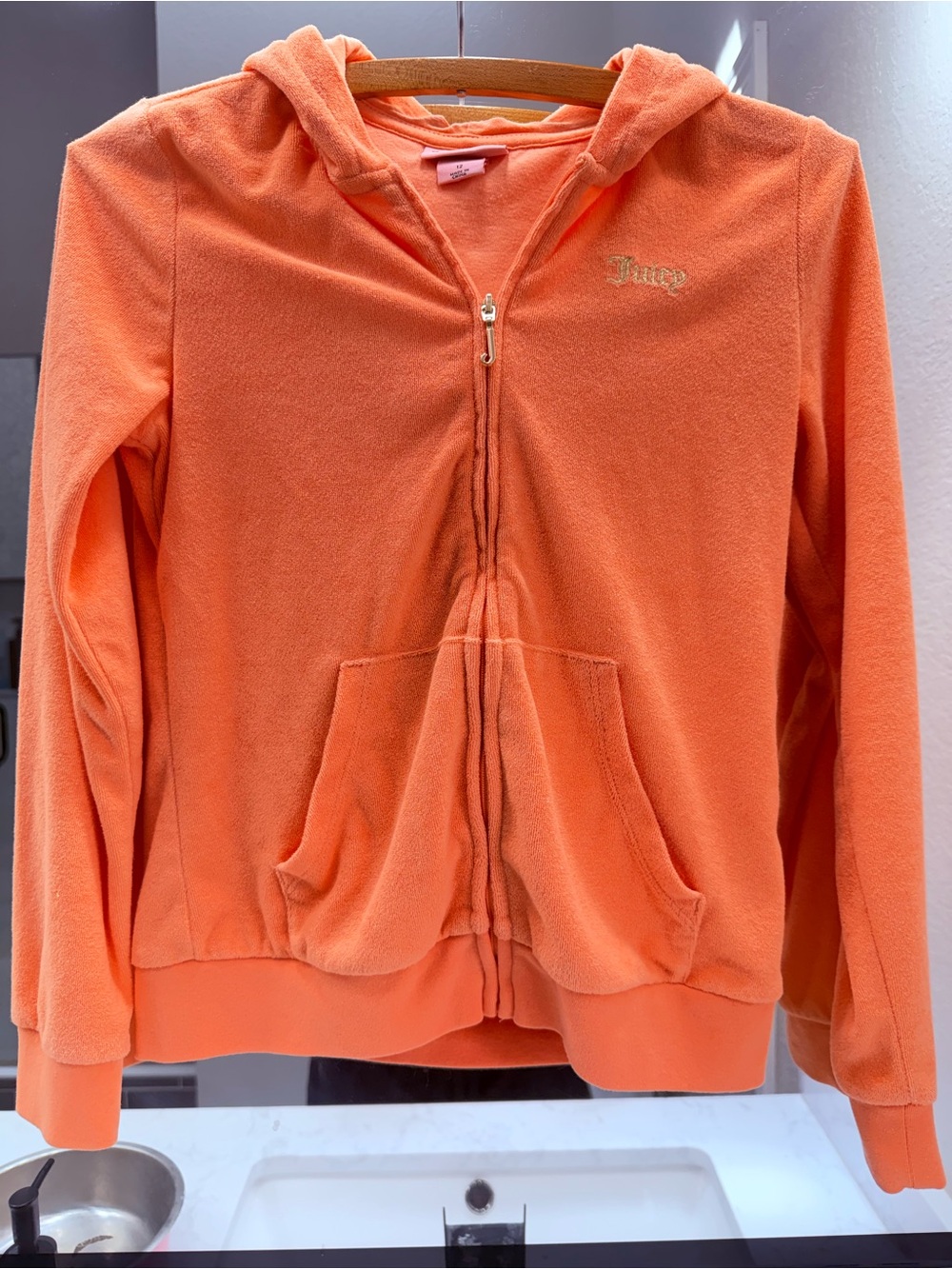Juicy Couture Girls' Orange Hooded Zip Jacket
